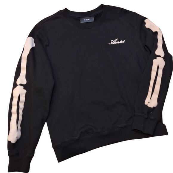 Amiri Black Bones Crewneck Sweatshirt pullover L skeleton arm bones goth emo - Picture 2 of 10